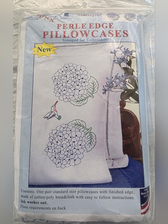 Jack Dempsey Needle Art Other - Floral Hummingbird Pillowcases Stamped For Embroidery With Floss (Discontinued)